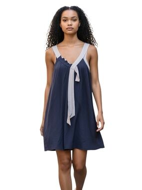 BENSONI Navy Blue 100% Silk Bow Tie Dress Size 0